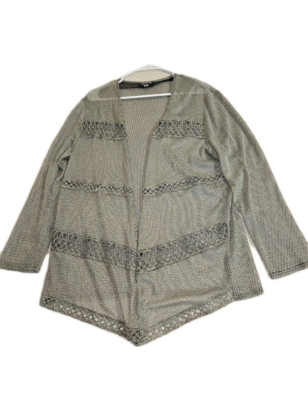 onyx nite by wendye chaitin Sz 12 Cardigan/sweater Open Metalic Detail...